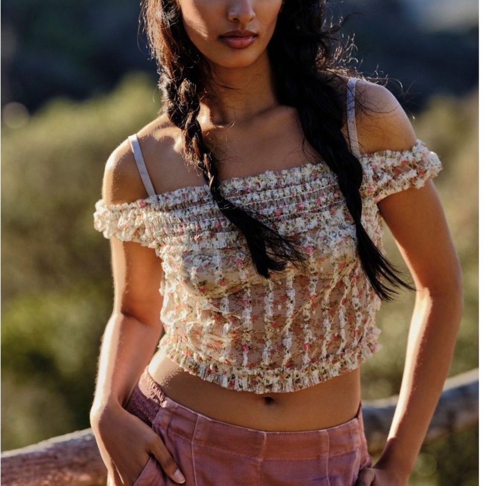 Free People Gimme Butterflies Crop NWOT